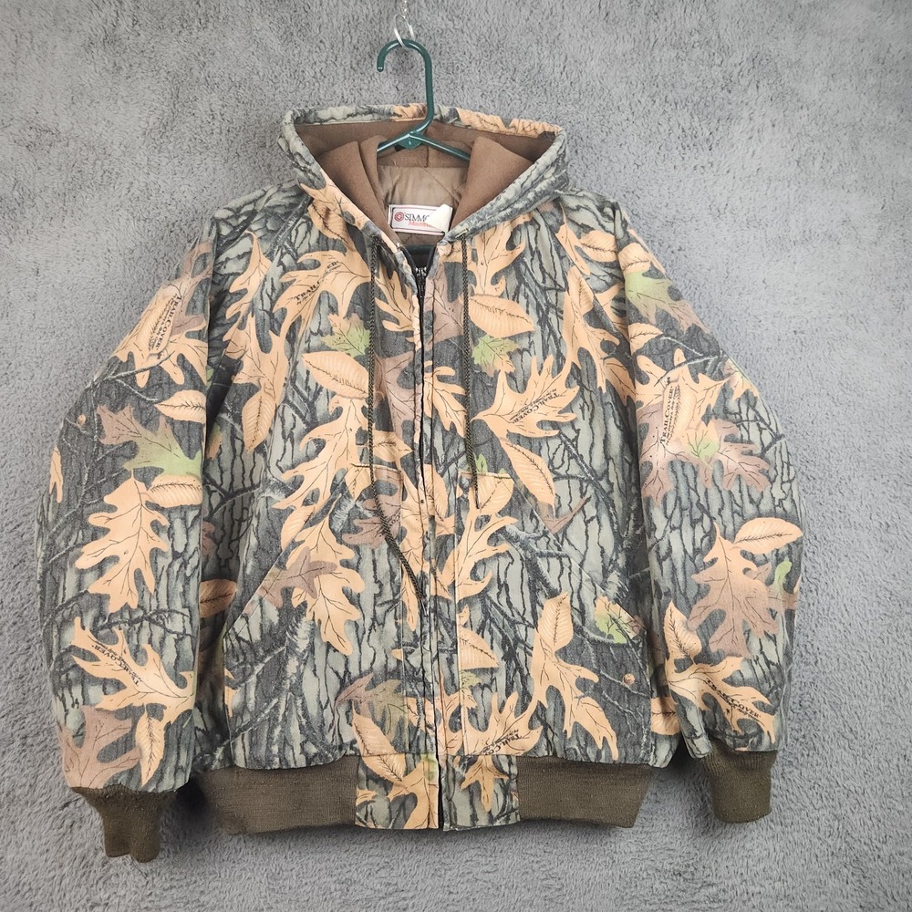 Vintage Canvas Quilted Lined Jacket Mens Small Hooded USA Made Trail Cover Camo